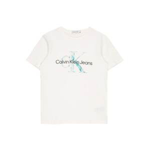 Calvin Klein Jeans Tričko  biela / čierna / pastelovo modrá