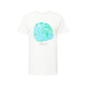 DEDICATED. Tričko 'Stockholm Crayon Globe'  biela / svetlomodrá / trávovo zelená