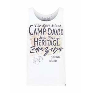 CAMP DAVID Tričko  biela / čierna / svetlohnedá