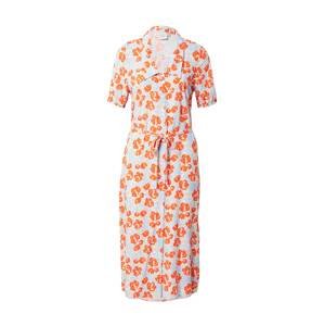 ICHI Košeľové šaty 'CEFALU'  béžová / pastelovo modrá / oranžovo červená / biela