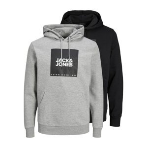 JACK & JONES Mikina 'LOCK'  čierna / sivá / biela