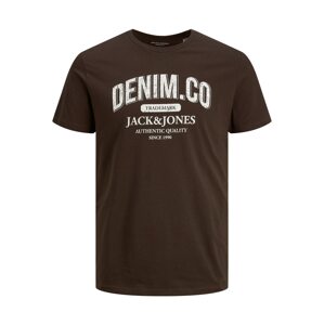 JACK & JONES Tričko  hnedá / biela