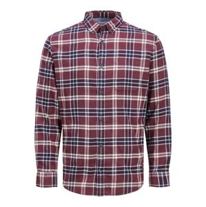 JACK & JONES Košeľa  námornícka modrá / vínovo červená / biela