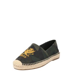 Polo Ralph Lauren Espadrilky 'CEVIO'  tmavozelená / kaki / zlatá žltá