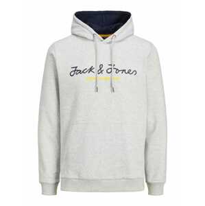 JACK & JONES Mikina 'Berg'  svetlosivá / námornícka modrá / žltá