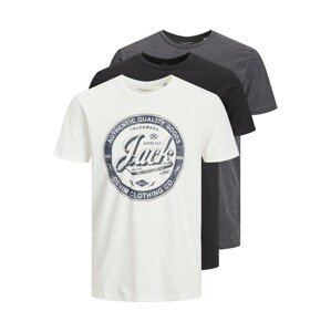 JACK & JONES Tričko  námornícka modrá / tmavosivá / čierna / biela