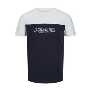 JACK & JONES Tričko 'Dan'  námornícka modrá / svetlosivá / červená / biela