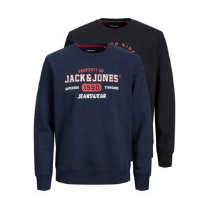 JACK & JONES Mikina 'Stamp'  námornícka modrá / červená / čierna / biela