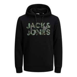 JACK & JONES Mikina  čierna / kaki / biela / žltá