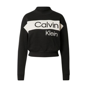 Calvin Klein Jeans Mikina  čierna / prírodná biela