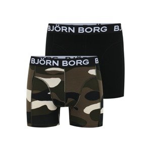 BJÖRN BORG Boxerky  čierna / kaki / biela / svetlosivá