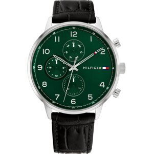 TOMMY HILFIGER Analógové hodinky  zelená / čierna / strieborná / biela / červená