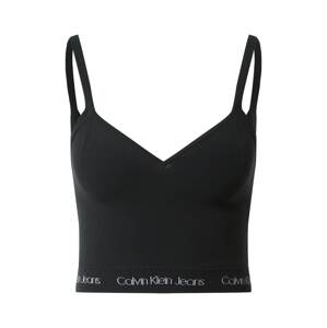 Calvin Klein Jeans Vyšívaný top  čierna / biela