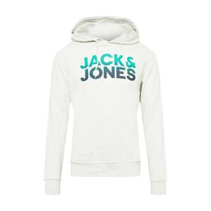 JACK & JONES Mikina 'WALLACE'  biela / námornícka modrá / tyrkysová