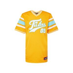 FUBU Tričko 'Varsity'  vodová / šafránová / biela