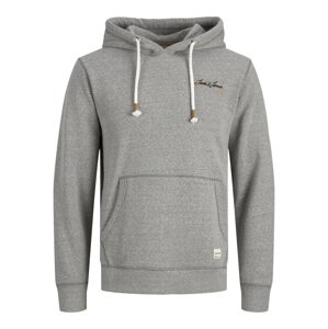 JACK & JONES Mikina  sivá melírovaná / oranžová / čierna