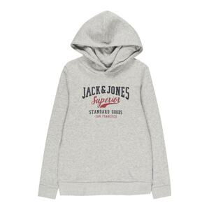 Jack & Jones Junior Mikina  tmavomodrá / sivá melírovaná / vínovo červená