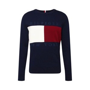 TOMMY HILFIGER Sveter  tmavomodrá / biela / krvavo červená