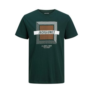 JACK & JONES Tričko 'MERAJ'  koňaková / tmavozelená / čierna / biela