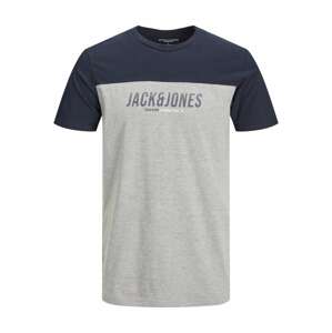 JACK & JONES Tričko 'Dan'  námornícka modrá / sivá melírovaná / biela