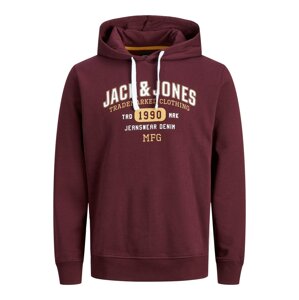 JACK & JONES Mikina 'TAMP'  vínovo červená / biela / oranžová