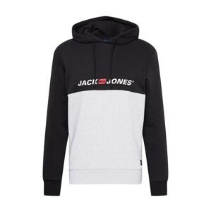 JACK & JONES Mikina  sivá melírovaná / červená / čierna