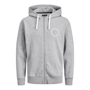 JACK & JONES Tepláková bunda 'STAMP'  sivá melírovaná / biela / čierna