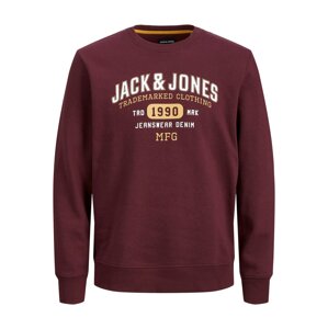 JACK & JONES Mikina 'STAMP'  biela / svetložltá / bordová