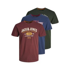 JACK & JONES Tričko 'Tamp'  tmavomodrá / tmavozelená / tmavočervená / biela