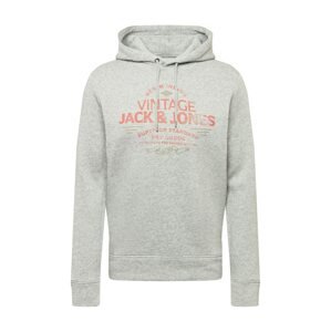 JACK & JONES Mikina  sivá melírovaná / melónová