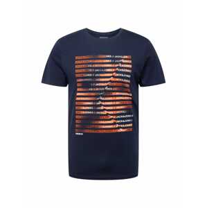 JACK & JONES Tričko  námornícka modrá / biela / oranžová / čierna