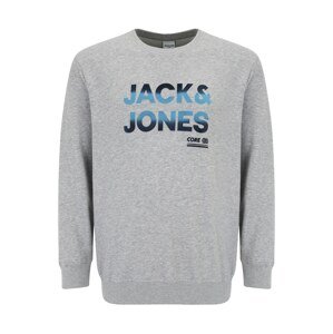 Jack & Jones Plus Mikina 'COSETH'  tmavomodrá / nebesky modrá / sivá melírovaná