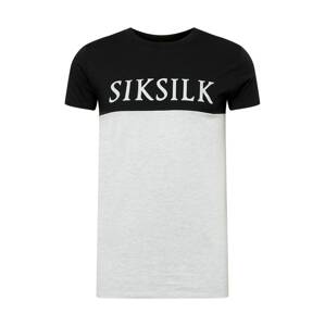 SikSilk Tričko  sivá melírovaná / čierna / biela