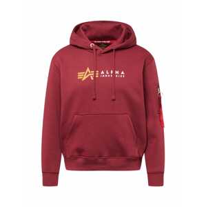 ALPHA INDUSTRIES Mikina  burgundská / tmavožltá / biela