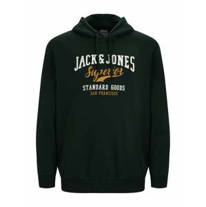 Jack & Jones Plus Mikina  šafránová / jedľová / biela