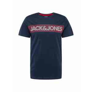 JACK & JONES Tričko  námornícka modrá / sivá / pastelovo červená