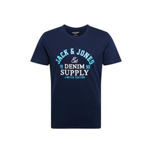 JACK & JONES Tričko  námornícka modrá / vodová / biela