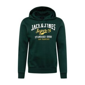 JACK & JONES Mikina  tmavozelená / biela / žltá