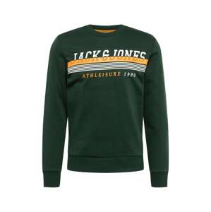 JACK & JONES Mikina 'Iron'  jedľová / oranžová / biela