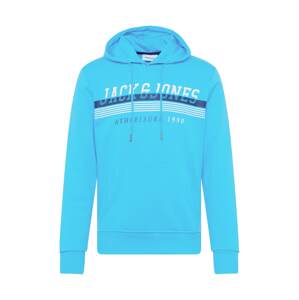 JACK & JONES Mikina 'IRON'  azúrová / námornícka modrá / biela