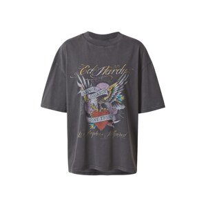 Ed Hardy Oversize tričko 'BRAVE-HEARTS'  svetlofialová / červená / čierna / biela