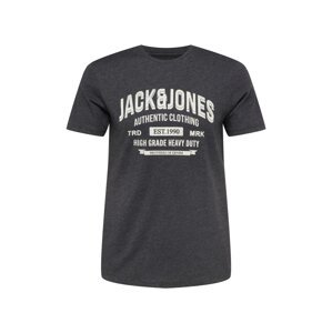 JACK & JONES Tričko  tmavosivá / biela