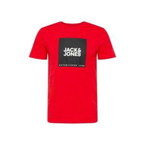 JACK & JONES Tričko  ohnivo červená / biela / čierna