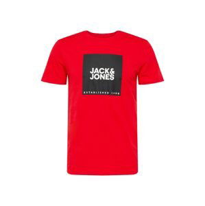 JACK & JONES Tričko  ohnivo červená / čierna / biela