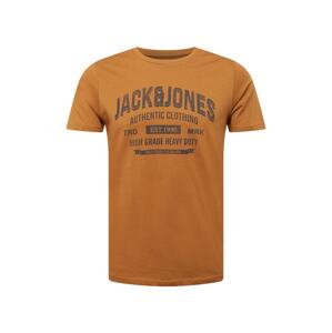 JACK & JONES Tričko  námornícka modrá / koňaková