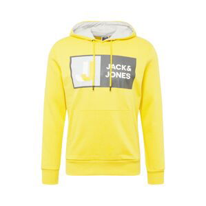 JACK & JONES Mikina 'LOGAN'  žltá / svetlosivá / tmavosivá / biela