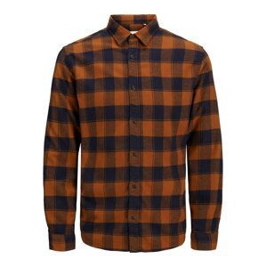 JACK & JONES Košeľa  tmavomodrá / koňaková