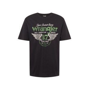 WRANGLER Tričko 'AMERICANA'  zelená / čierna / biela