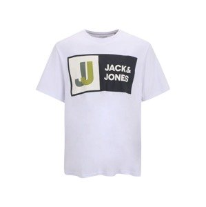 Jack & Jones Plus Tričko 'LOGAN'  biela / čierna / olivová / čadičová