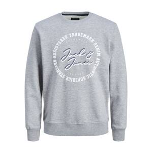 JACK & JONES Mikina 'Stamp'  tmavomodrá / sivá melírovaná / biela